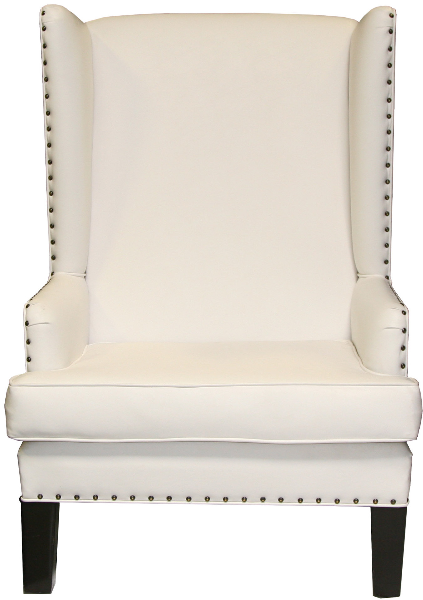 Nailhead Wingback Chair White Leather Designer8