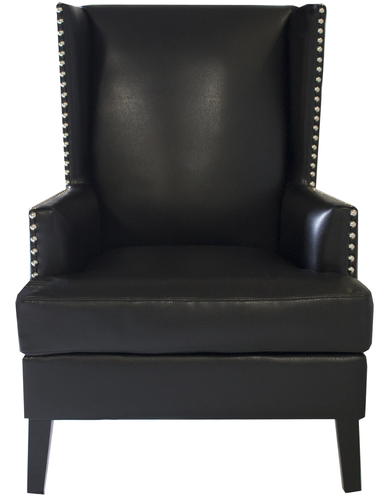 Nailhead Wingback Chair Black Leather Designer8